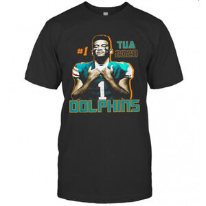 1 Tua Tagovailoa 2020 Miami Dolphins Football T-Shirt